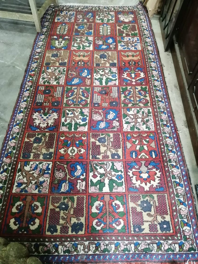 A Bakhtiari style garden design rug, 270 x 128cm